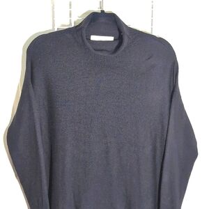 LOFT Small Black Long Sleeve Turtle Neck Tunic Length Split Hem Knit Sweater